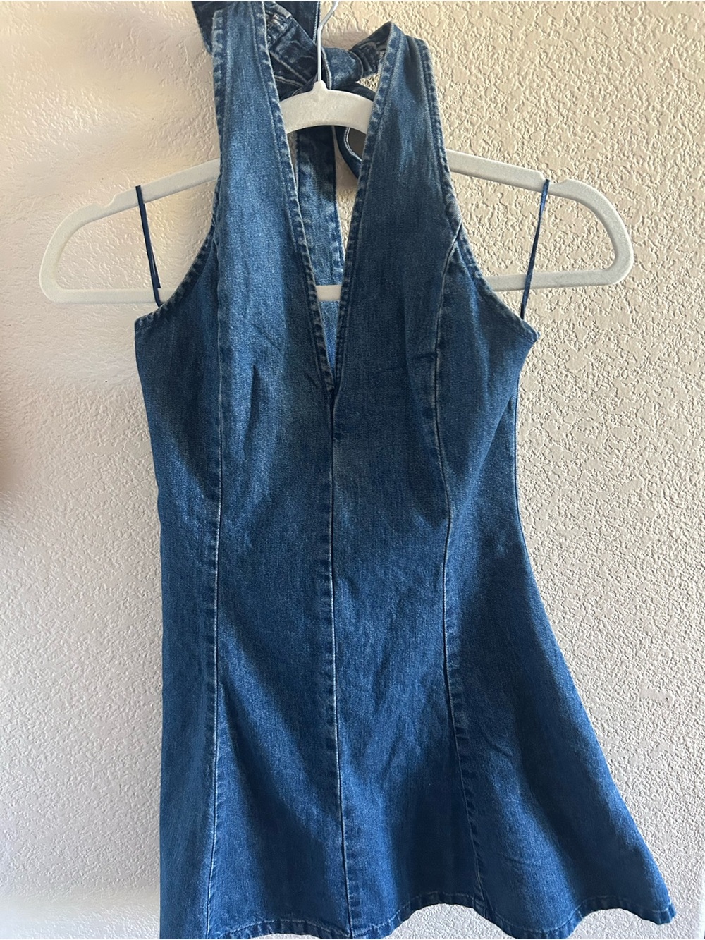 H&M Denim Halter Mini Dress - Blue